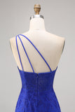 Royal Blue Bodycon Beaded One Shoulder Homecoming Dress