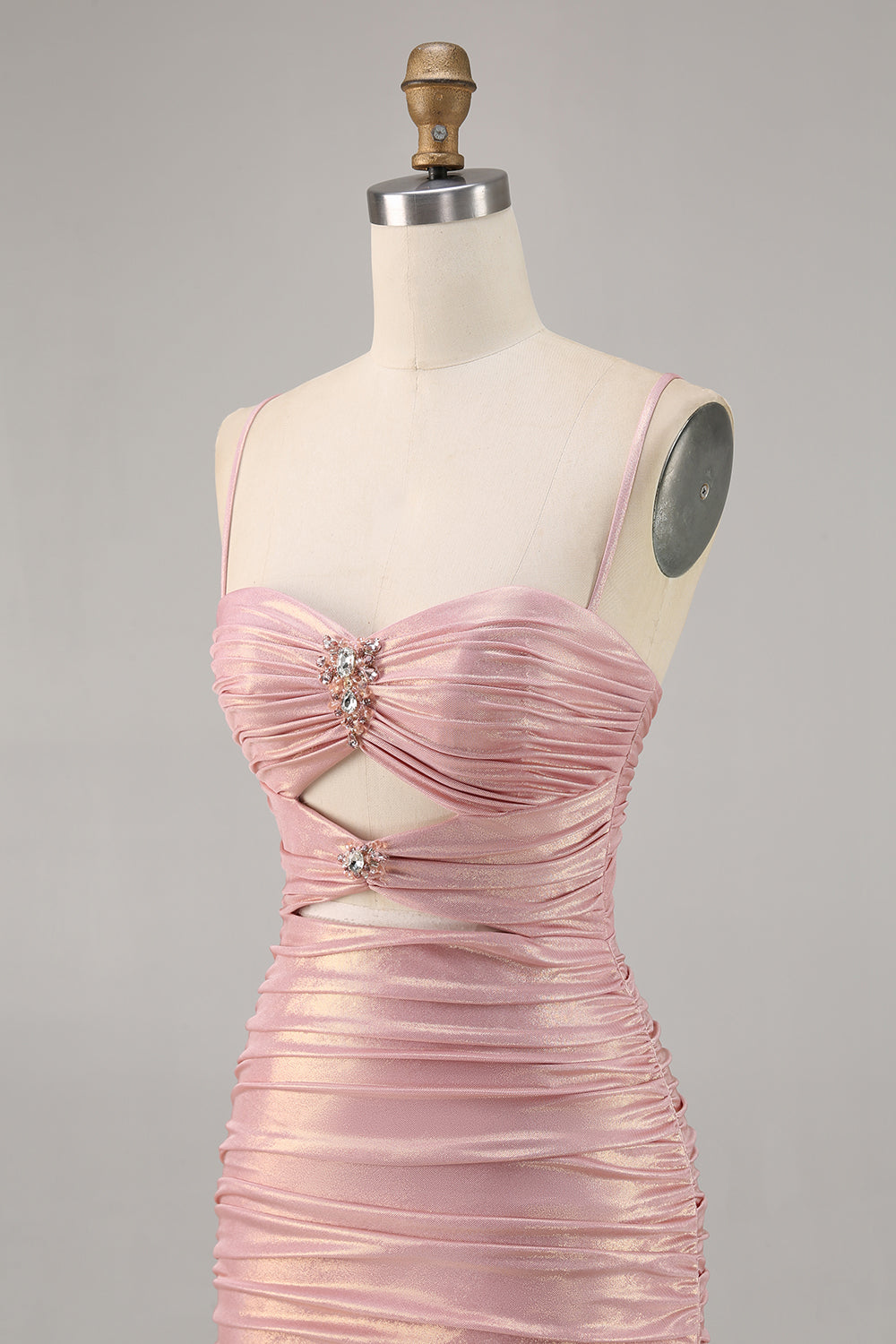 Blush Cut Out Ruched Tight Homecoming Dress