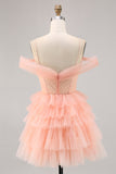 Cute Blush Tiered A Line Homecoming Dress with 3D Flowers