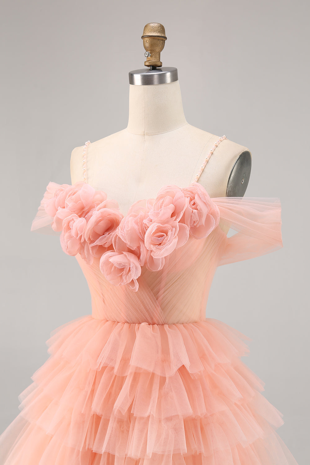 Cute Blush Tiered A Line Homecoming Dress with 3D Flowers