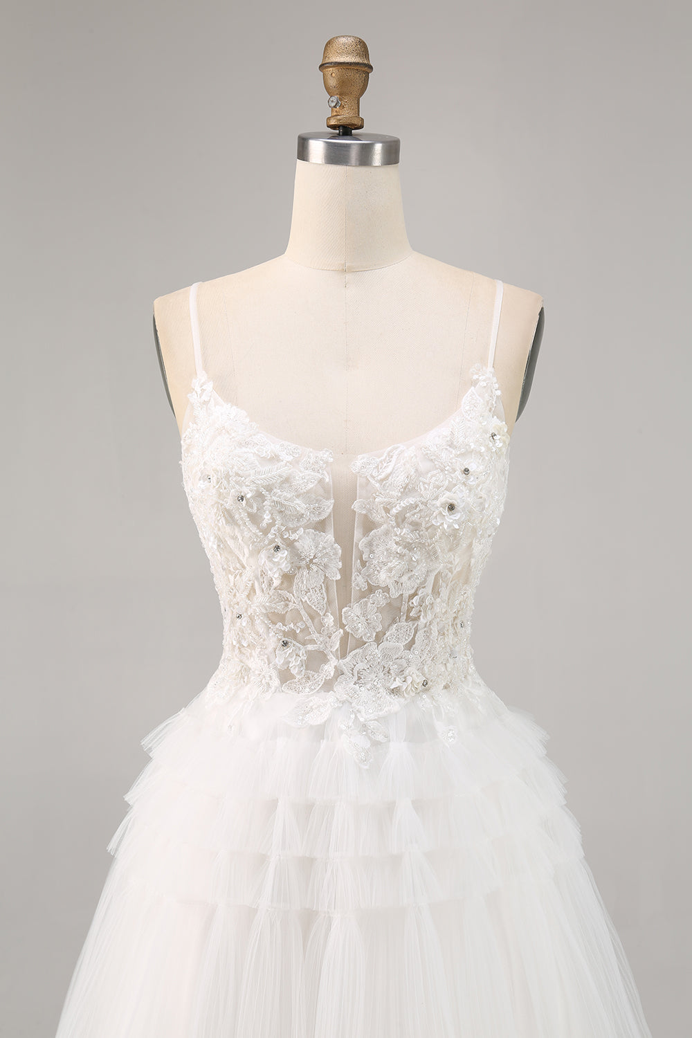 White Tulle A Line Homecoming Dress with Appliques