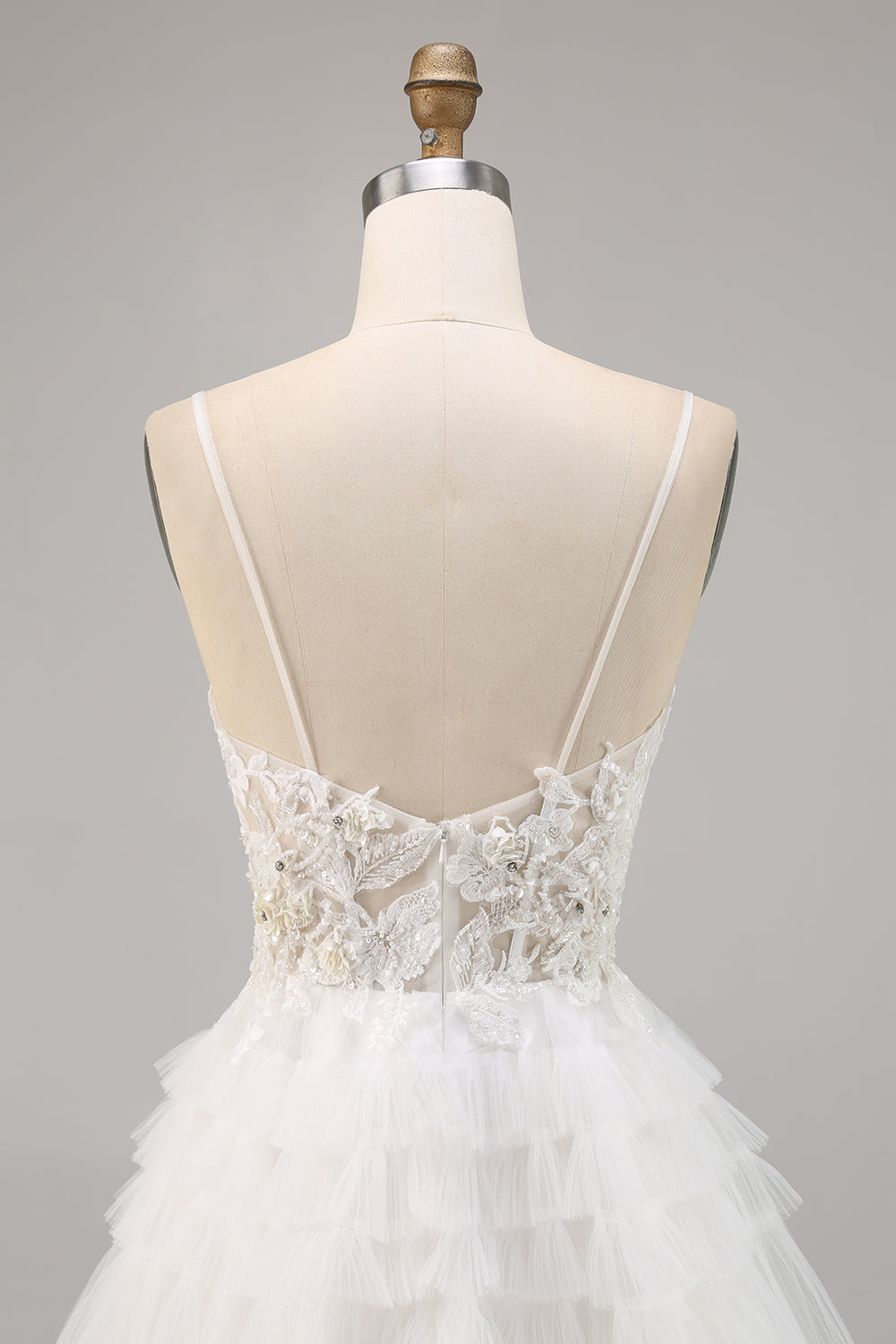 White Tulle A Line Homecoming Dress with Appliques