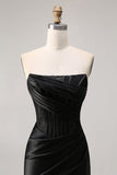 Corset Strapless Bodycon Lace Black Homecoming Dress