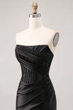 Corset Strapless Bodycon Lace Black Homecoming Dress