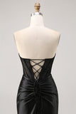 Corset Strapless Bodycon Lace Black Homecoming Dress