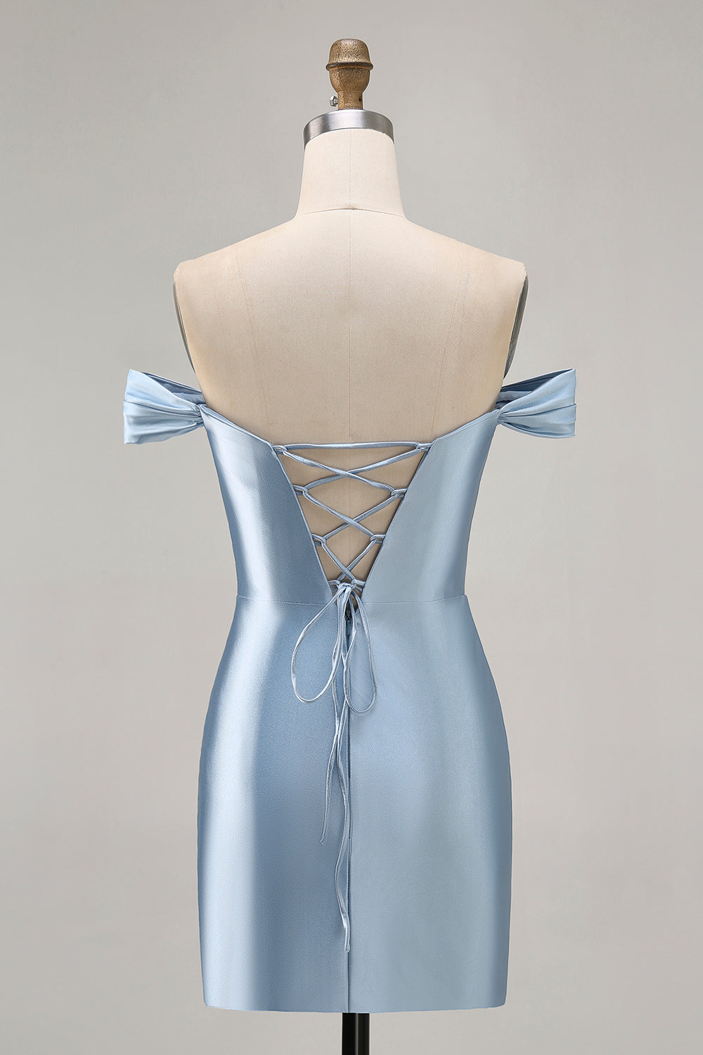 Grey Blue Off The Shoulder Ruched Bodycon Cocktail Dress