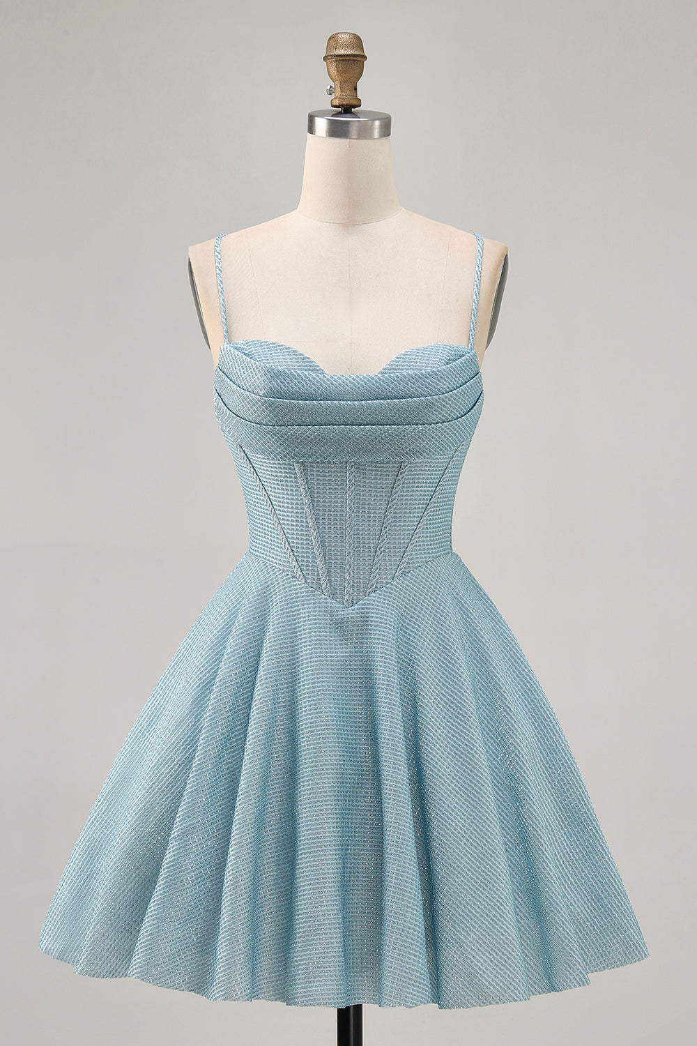Grey Blue Corset A Line Short Cocktail Dress