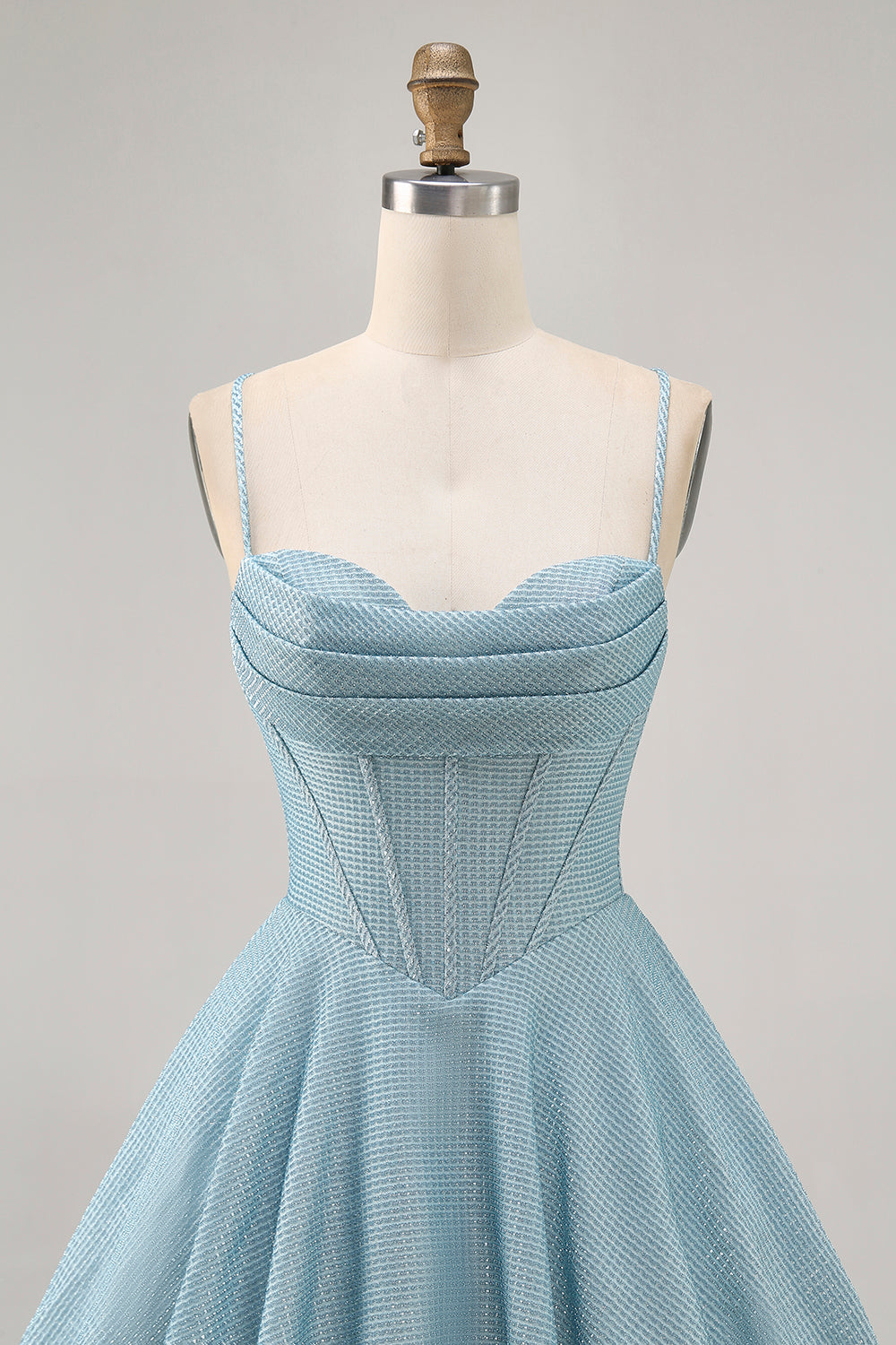 Grey Blue Corset A Line Short Cocktail Dress
