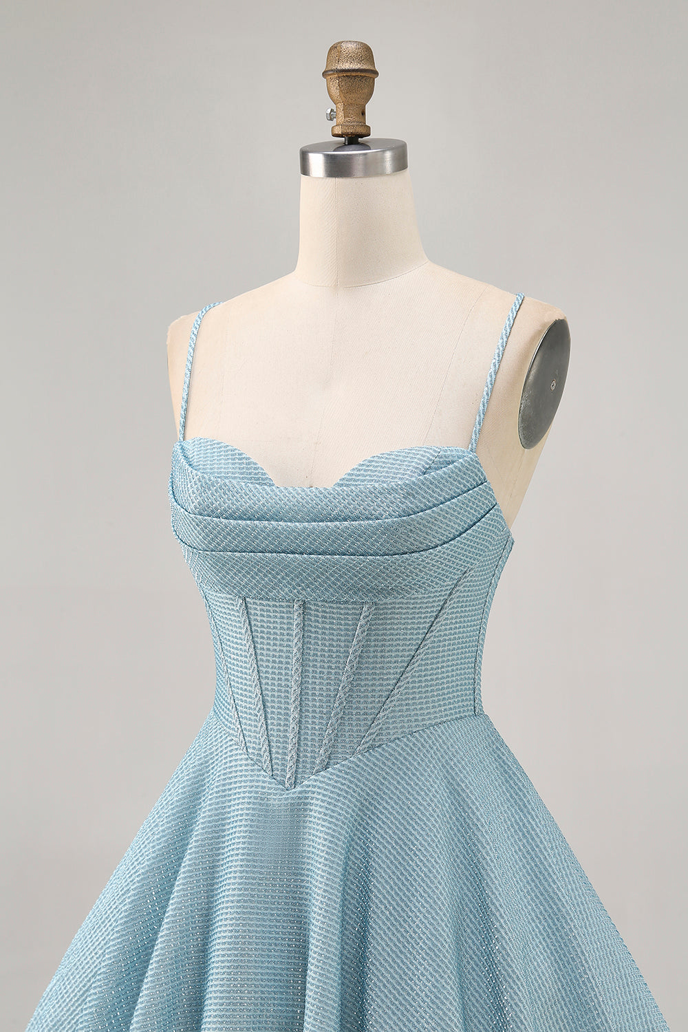 Grey Blue Corset A Line Short Cocktail Dress