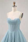 Grey Blue Corset A Line Short Cocktail Dress