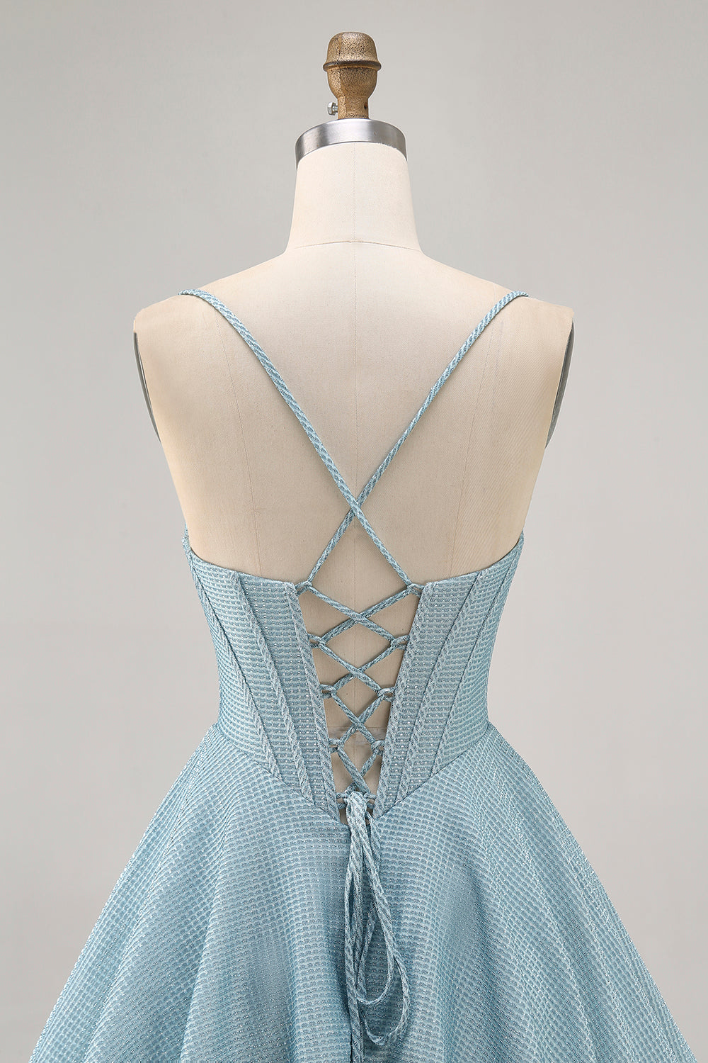 Grey Blue Corset A Line Short Cocktail Dress