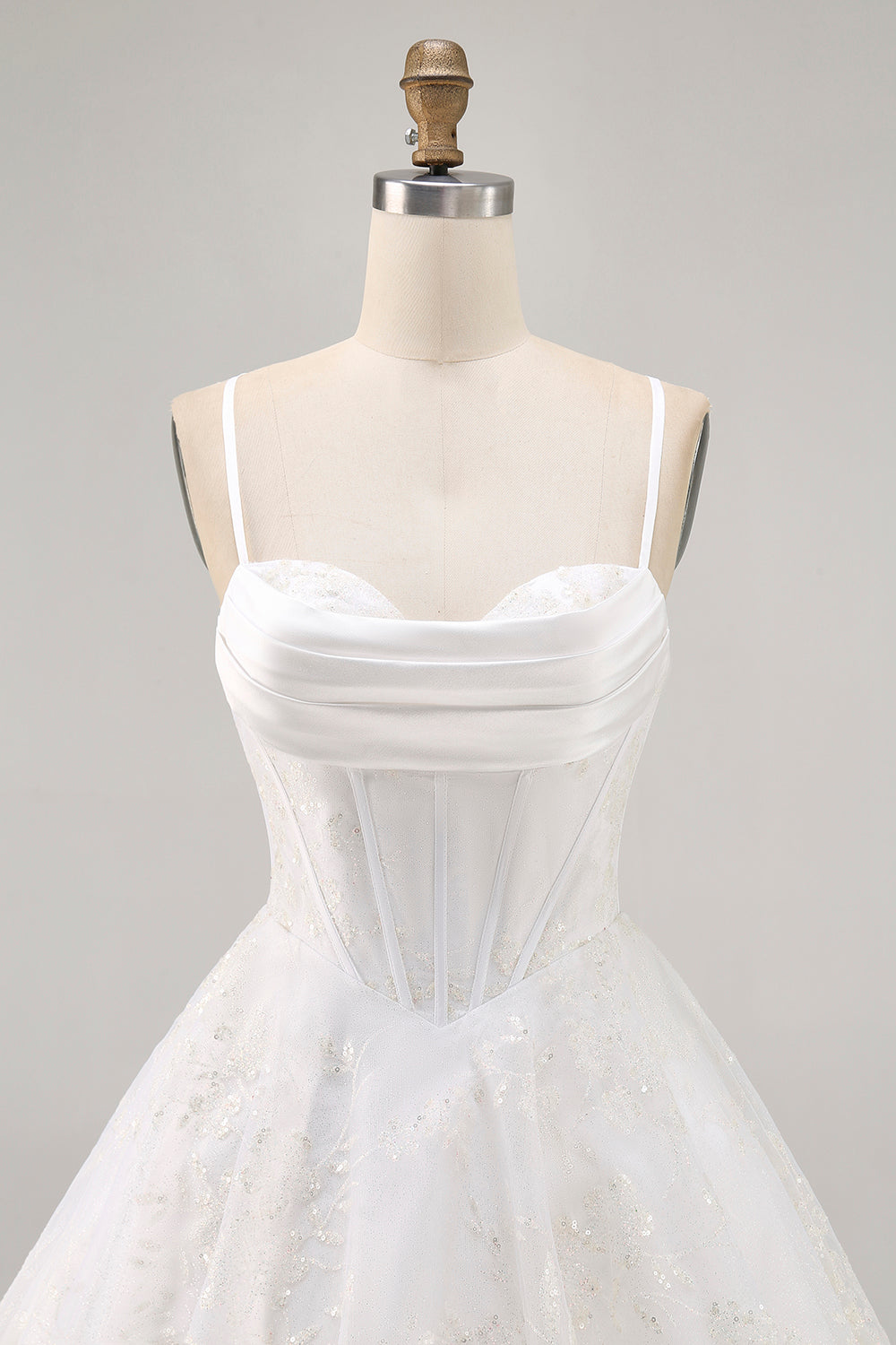 White A-Line Corset Satin Cocktail Dress with Appliques