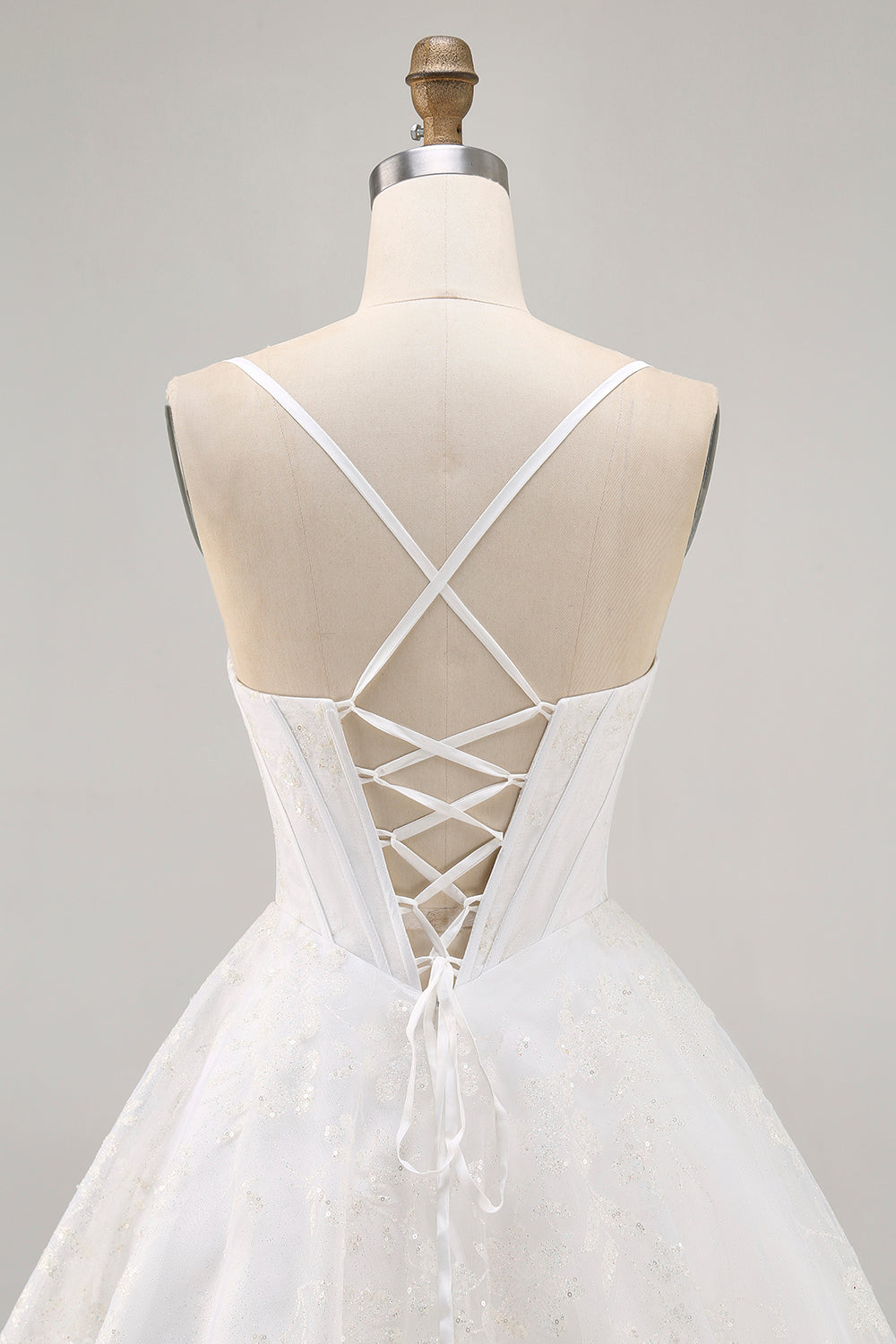 White A-Line Corset Satin Cocktail Dress with Appliques