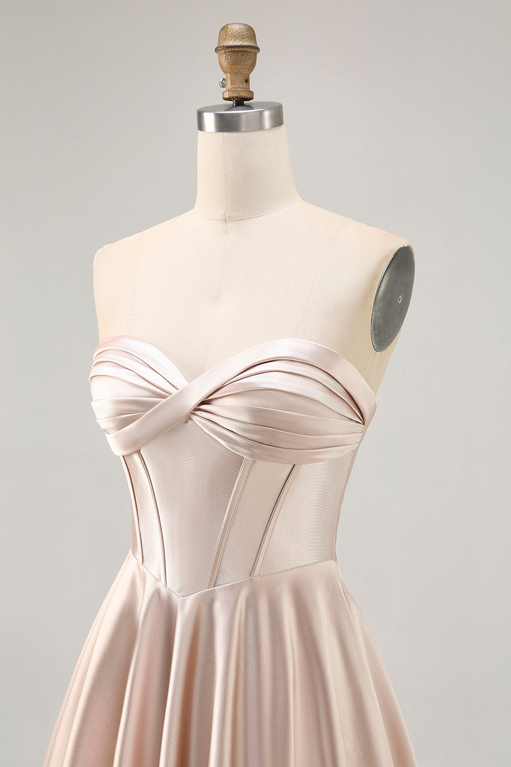 Strapless Corset Satin Champagne Short Ball Dress