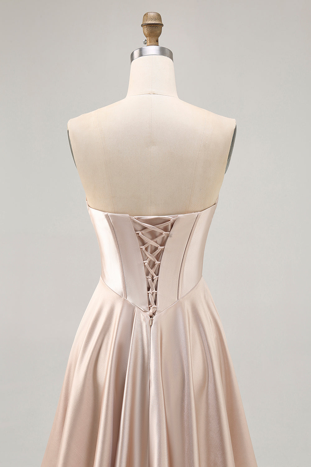Strapless Corset Satin Champagne Short Ball Dress