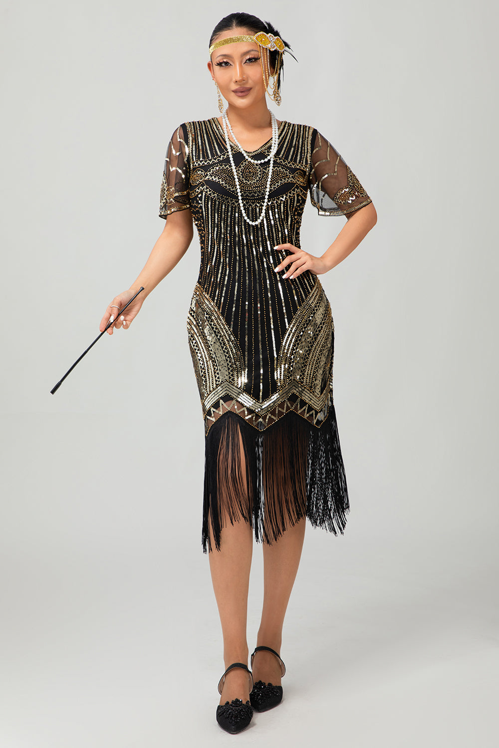 Sparkly Black Red Bodycon Fringed Short 1920s Dress With Fringes