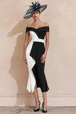 Black and White Mermaid Off The Shoulder Mother Of The Bride Dress