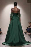 Dark Green Sweetheart A-Line Long Military Ball Dresses with Appliques