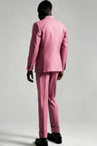 Men's Grey Pink Peak Lapel 2 Piece Prom Suits