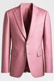Men's Grey Pink Peak Lapel 2 Piece Prom Suits
