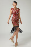 Fringed Sequined Bodycon Black Golden 1920s Dress