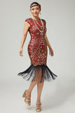 Fringed Sequined Bodycon Black Golden 1920s Dress