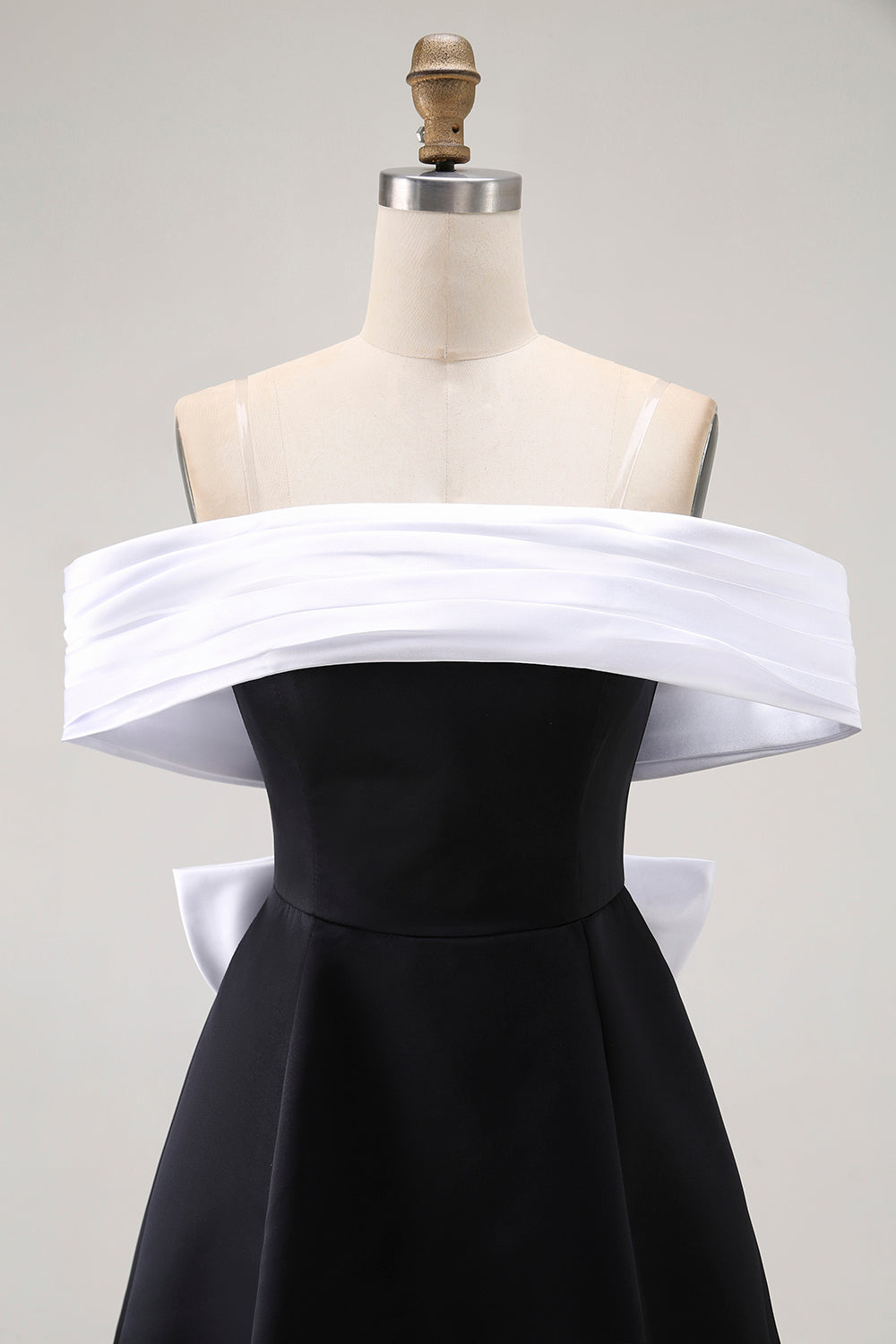 Black A-Line Off The Shoulder Short Cocktail Dress with Bow