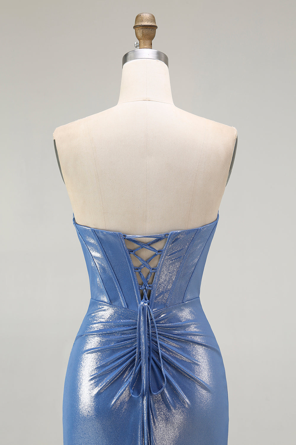 Mermaid Corset Sequins Sweetheart Beaded Blue Ball Dress With Slit