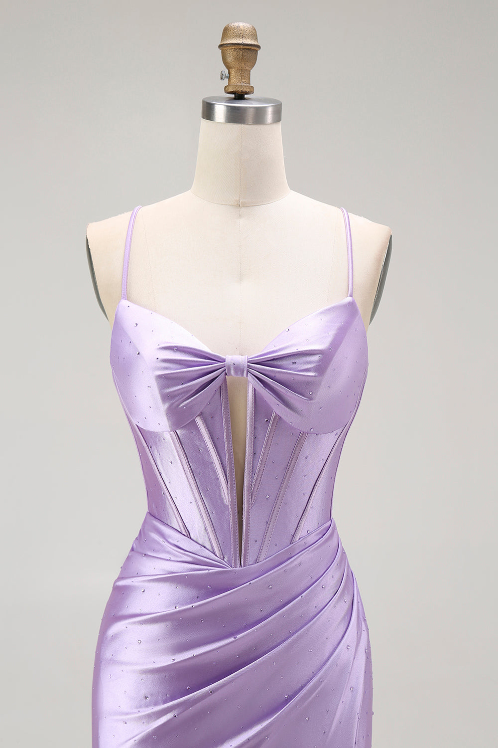 Purple Mermaid Corset Beaded Long Ball Dress with Slit