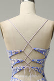 Mermaid V Neck Light Purple Long Ball Dress with Appliques Beading