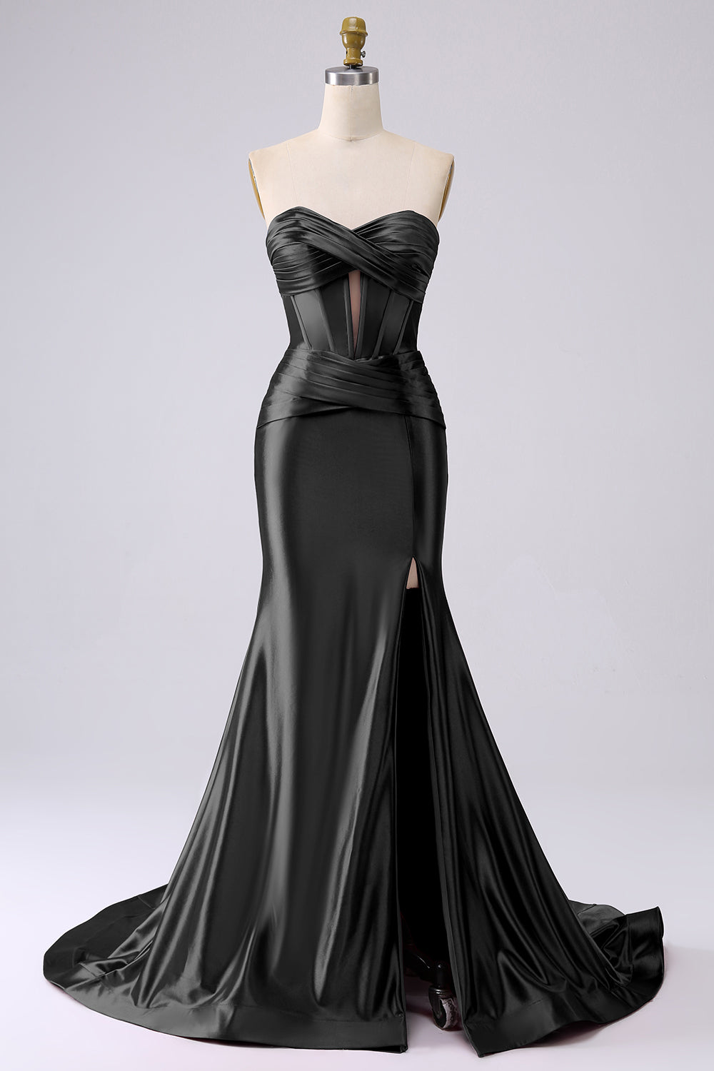 Sparkly Mermaid Fuchsia Corset Ball Dress with Slit