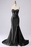 Sparkly Mermaid Fuchsia Corset Ball Dress with Slit