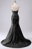 Sparkly Mermaid Fuchsia Corset Ball Dress with Slit