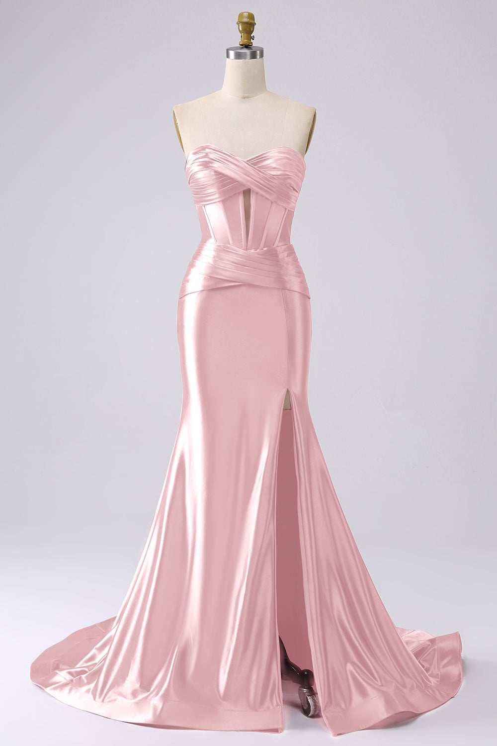 Sparkly Mermaid Fuchsia Corset Ball Dress with Slit
