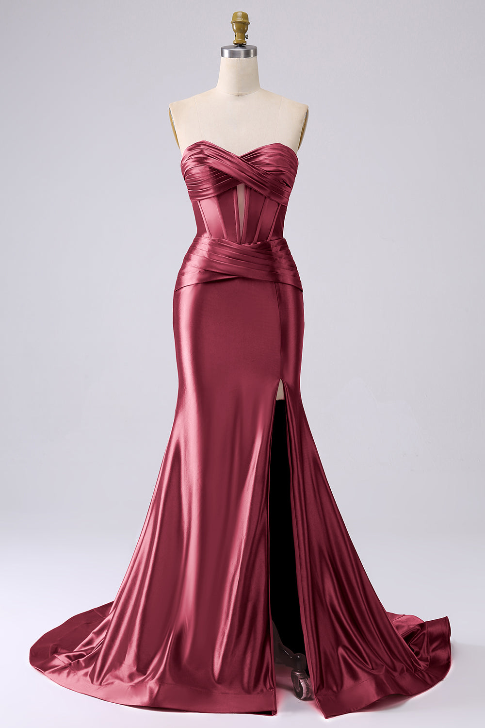 Sparkly Mermaid Fuchsia Corset Ball Dress with Slit