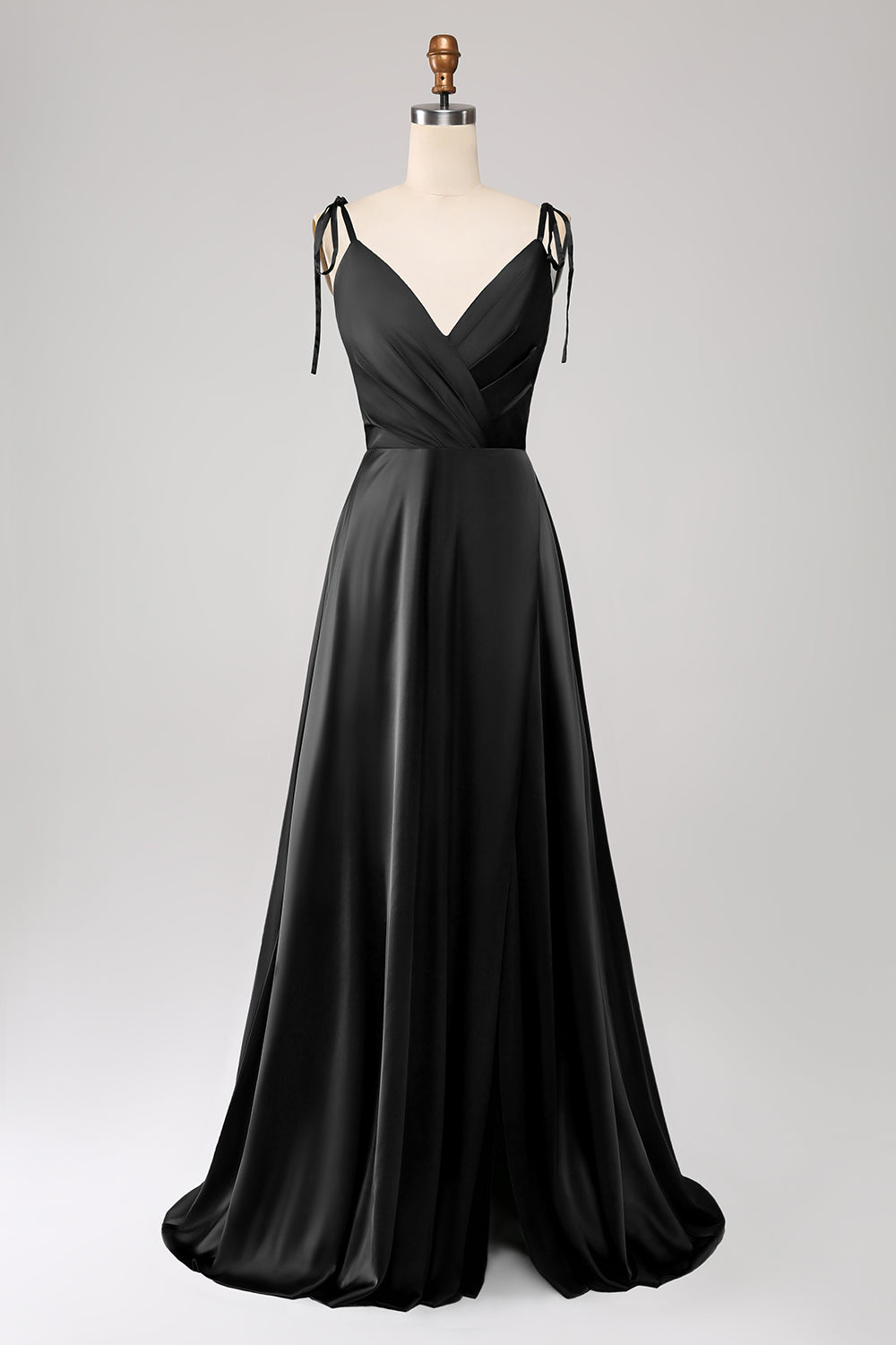 Simple Dark Green Spaghetti Straps Ruched Ball Dress with Slit