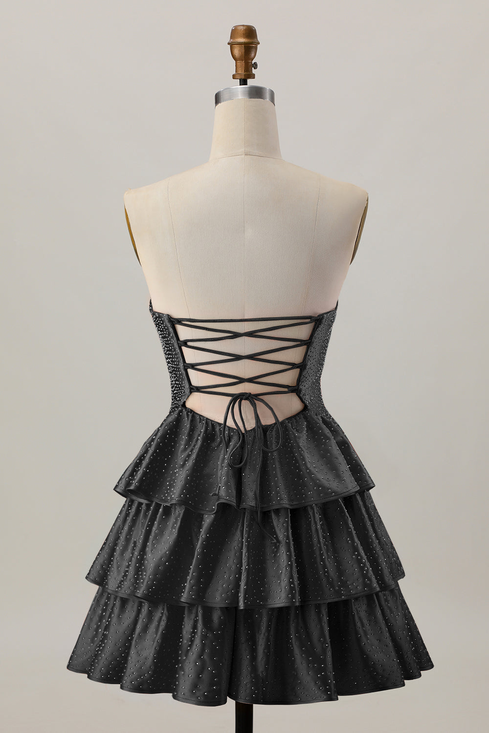 Orange Strapless Tiered A Line Cut Out Homecoming Dress with Beading