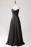 Dusty Sage A Line Cowl Neck Satin Long Ball Dress with Pleated