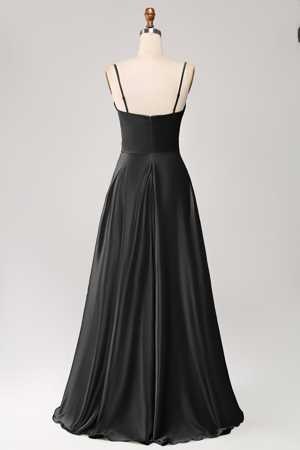 Dusty Sage A Line Cowl Neck Satin Long Ball Dress with Pleated