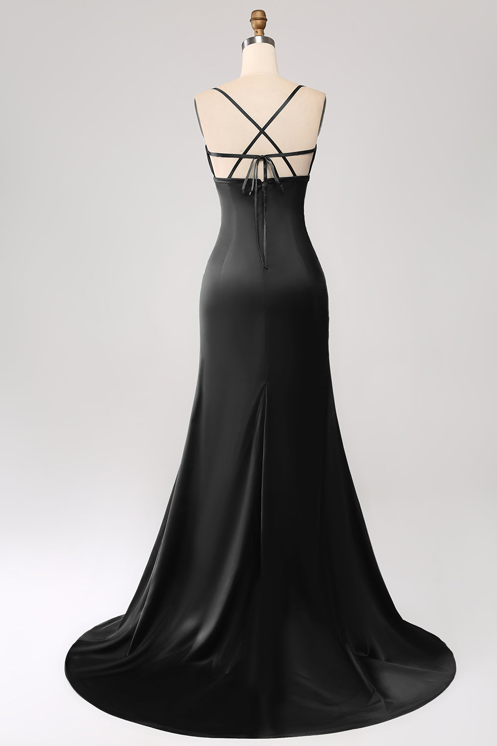 Dark Green Mermaid Spaghetti Straps Satin Ball Dress with Pleated
