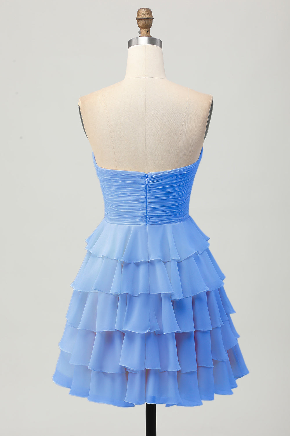 Yellow Strapless A Line Tiered Homecoming Dress with Bow