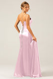 Black Mermaid Corset Spaghetti Straps Pleated Long Ball Dress with Slit