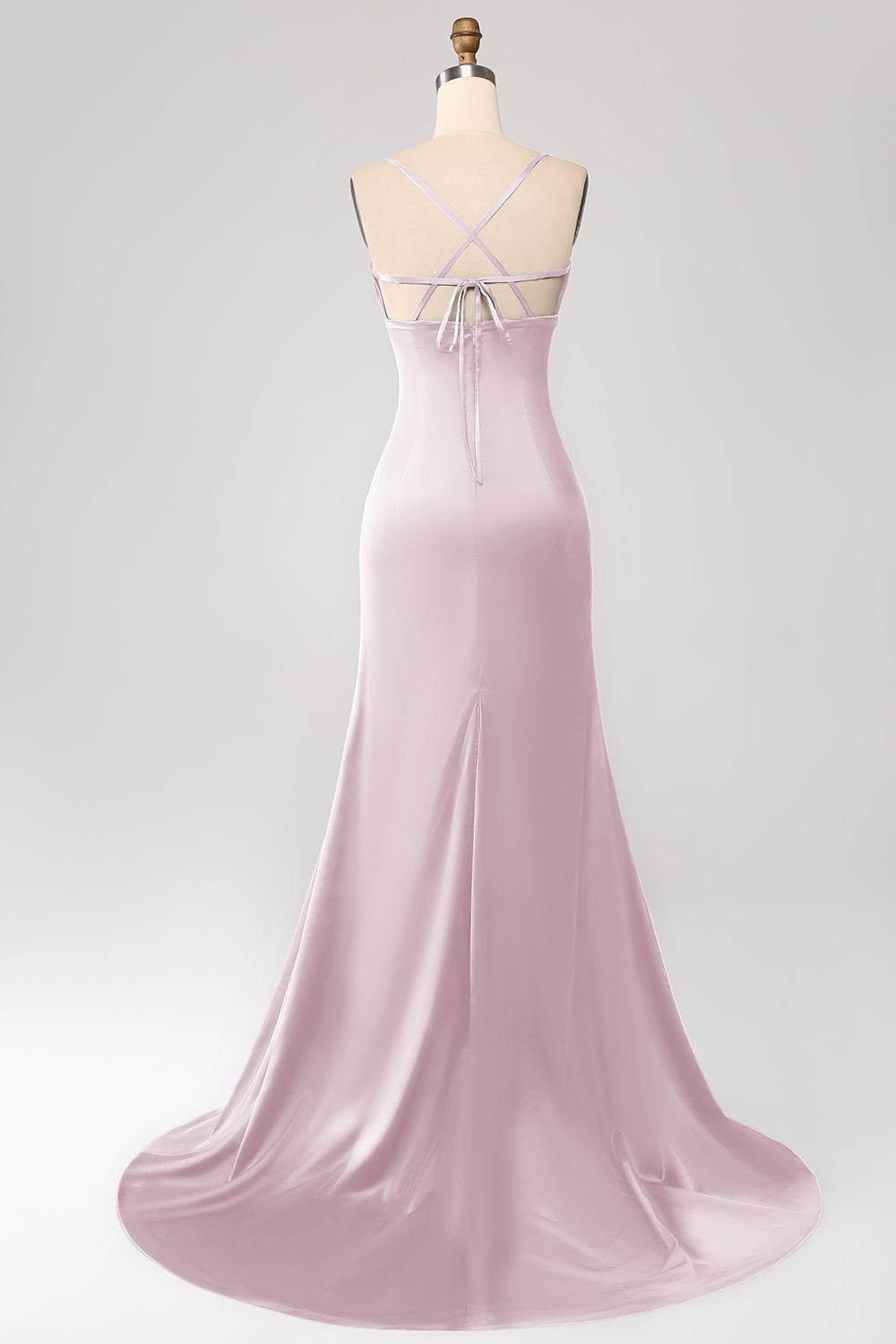 Dark Green Mermaid Spaghetti Straps Satin Ball Dress with Pleated