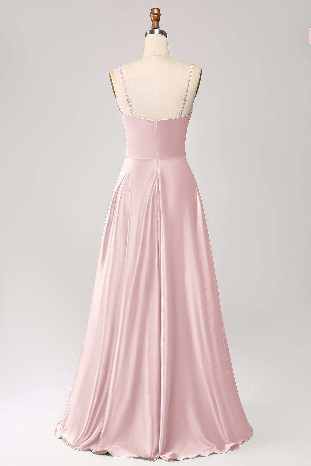 Dusty Sage A Line Cowl Neck Satin Long Ball Dress with Pleated