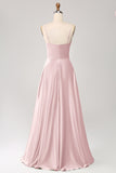 Dusty Sage A Line Cowl Neck Satin Long Ball Dress with Pleated