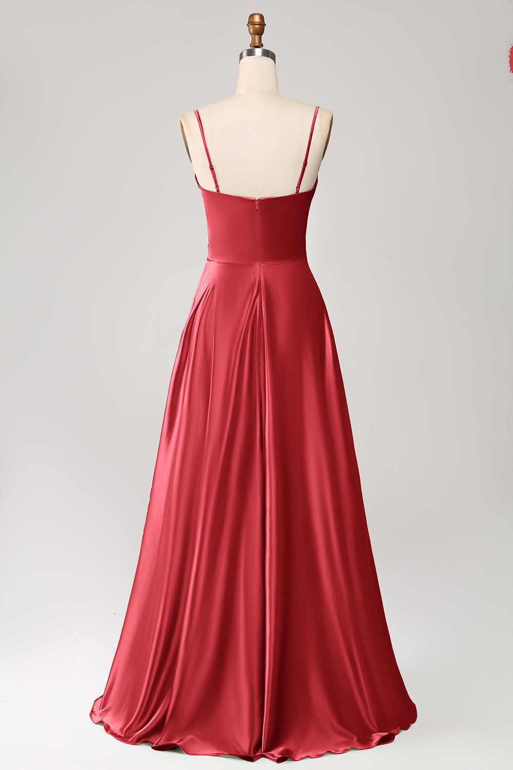 Dusty Sage A Line Cowl Neck Satin Long Ball Dress with Pleated