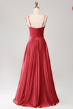 Dusty Sage A Line Cowl Neck Satin Long Ball Dress with Pleated