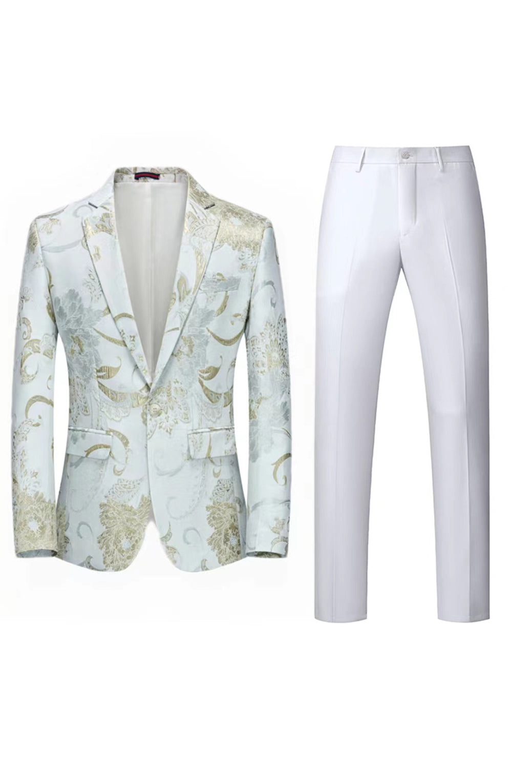 Light Pink Jacquard 2 Piece Notched Lapel  Men's Prom Suits