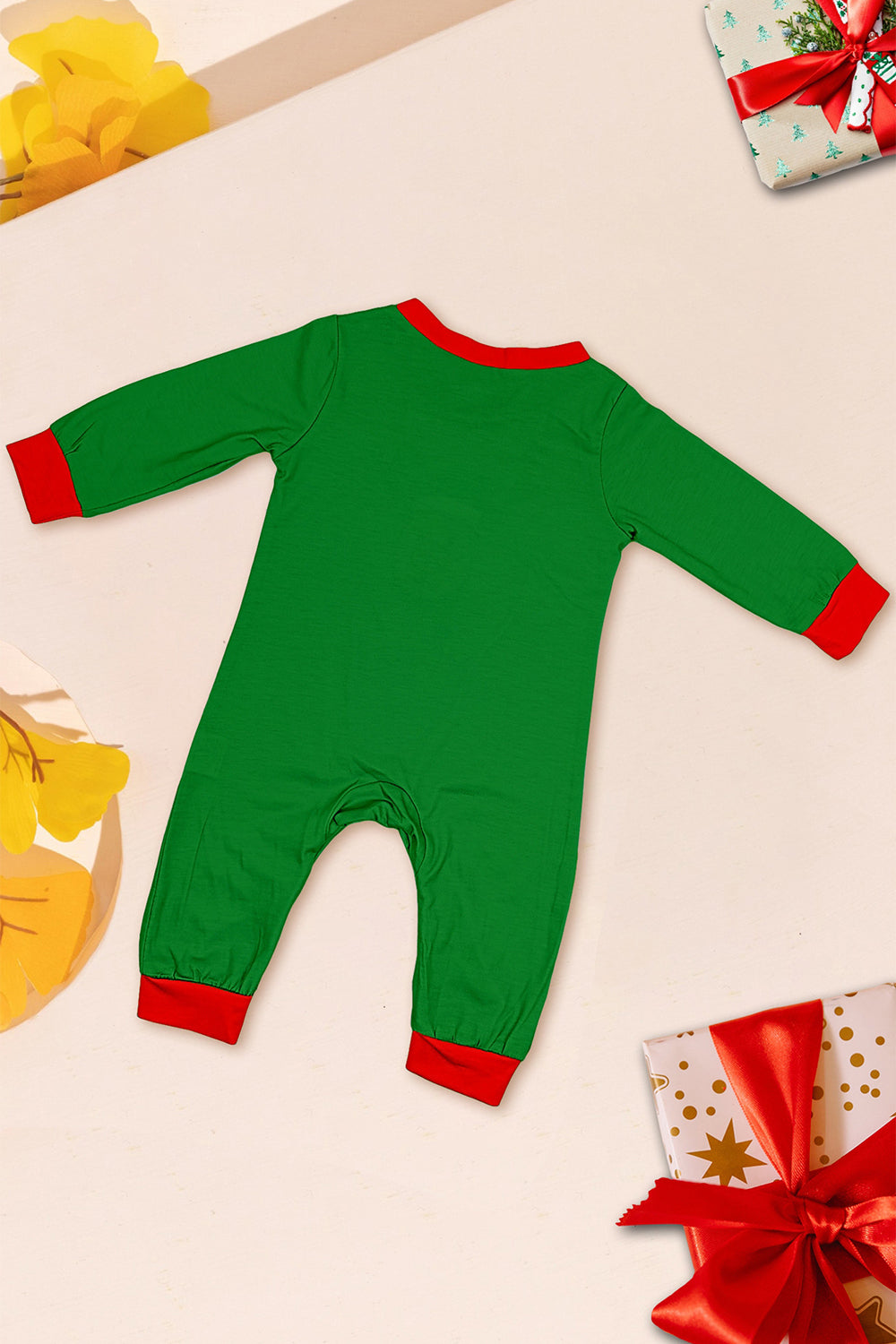Green Horizontal Stripe Print Christmas Family Matching Pajama Set