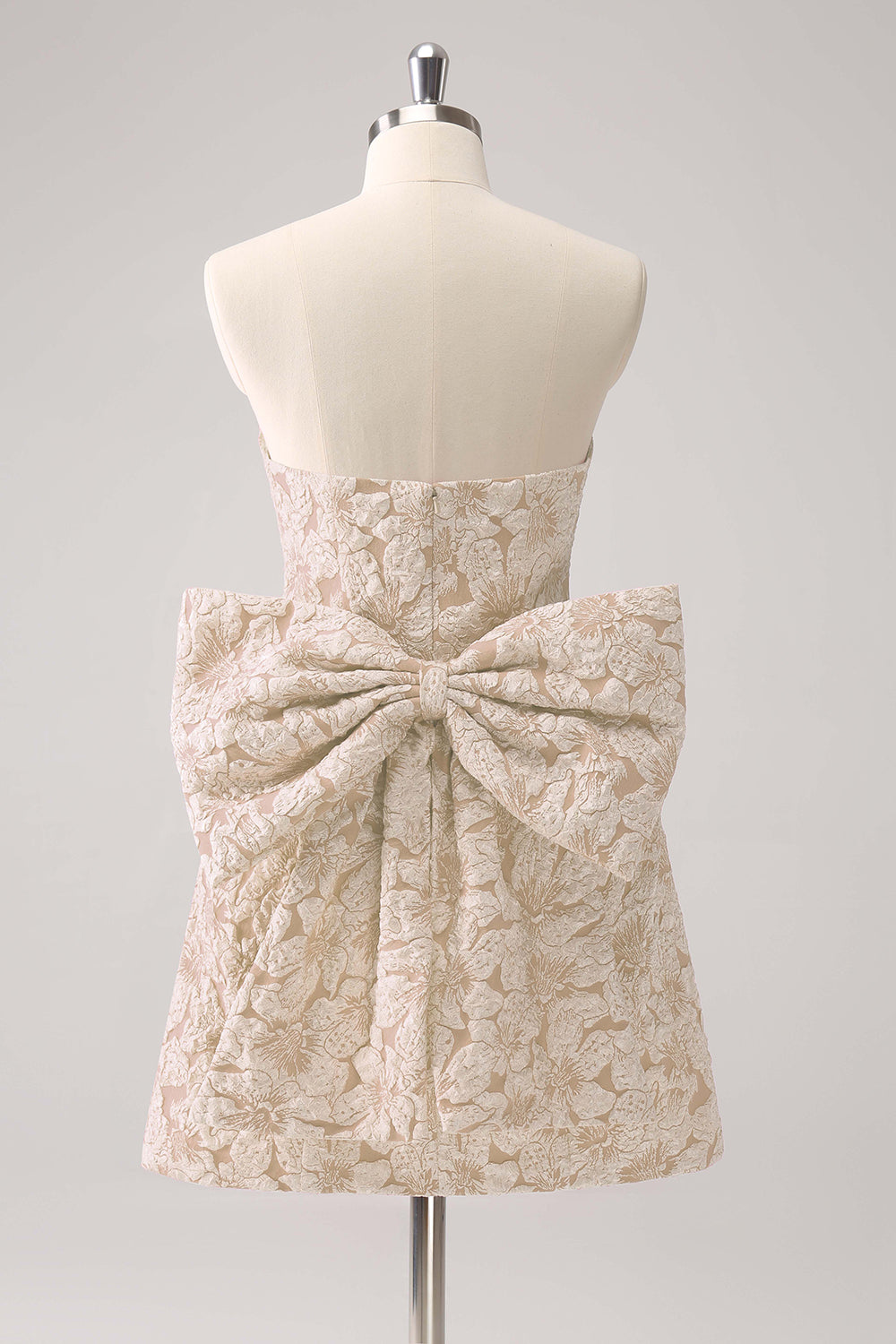 Dark Green A Line Floral Strapless Mini Homecoming Dress With Bow
